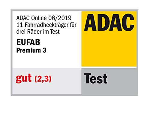 EUFAB 11522 Fahrradträger Anhängerkupplung – für 3 Fahrräder, E-Bike geeignet, 60 kg Nutzlast, vormontiert
