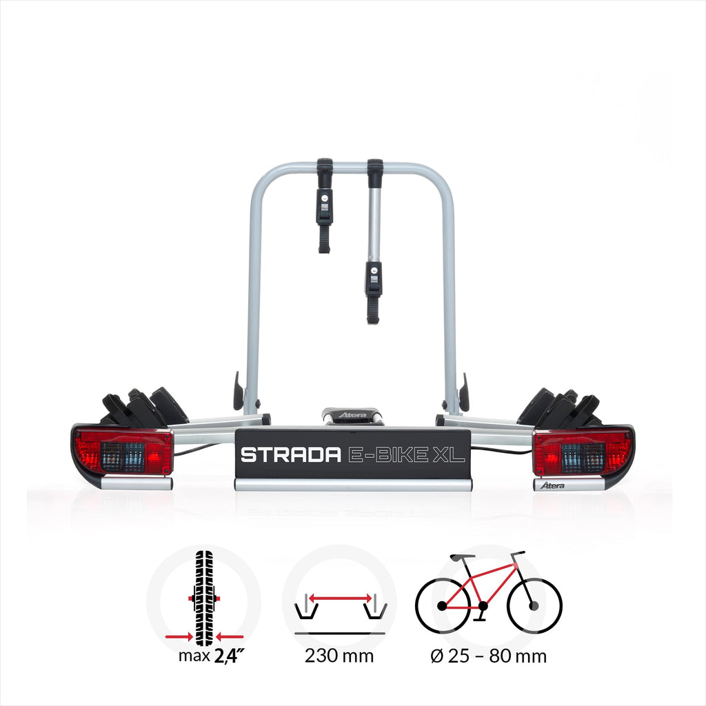 Atera Strada E-Bike XL Fahrradträger Anhängerkupplung – extrabreit, für 2-3 Fahrräder, E-Bike optimiert